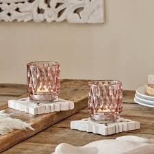 Old Pink Glass Tealight Holder - ZaZa Homes
