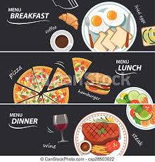 My kids love the artwork in this clipart set. Set Of Breakfast Lunch And Dinner Web Banner Canstock