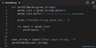 Sort a list alphabetically in word. Python Program To Sort All Words Of A String In Alphabetical Order Codevscolor