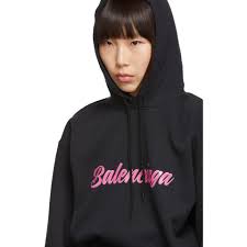 Balenciaga t shirt unisex hoodie gift for men women. Balenciaga Black And Pink Signature Hoodie Lyst