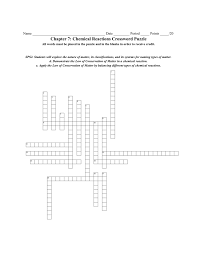 Med assist abbrev list 11 20 terms. Chapter 7 Chemical Reactions Crossword Puzzle