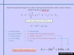Solve for maximum height and graph. Real Life Quadratic Equations Maximization Problems Optimization Problems Module 10 Lesson 4 Ppt Download
