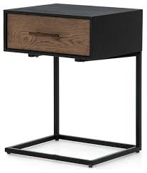 24 5 Tall Petronio Nightstand Iron Base In Warm Brushed Black Oak Veneer Industrial Nightstands And Bedside Tables By Noble Origins Home Wood nightstand organizer, wooden bedside table, oak nightstand,bedside table drawer, mid century modern side table. 24 5 tall petronio nightstand iron base in warm brushed black oak veneer