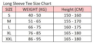 Long Sleeve Slim Fit T Shirt Blue Pink Grey Size Chart