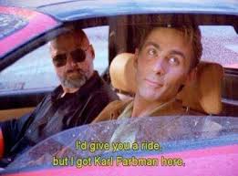 Pigman giving a ride, a humorous Seinfeld reference