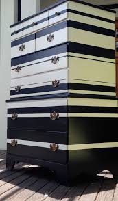 Black And White High Gloss Stripe Tall Dresser Black Painted Furniture White And Gold Decor