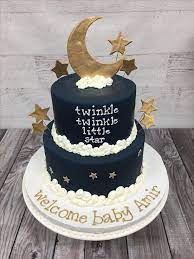 Black And Gold Cake Moon Baby Shower Twinkle Twinkle Baby Shower Space Baby Shower