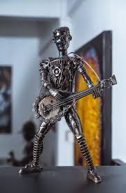 Guitar Man Metal Art Sculpture Welded Artwork