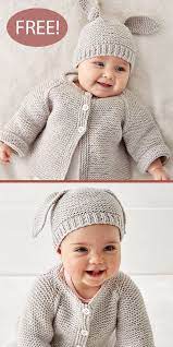 Free Baby Hat And Cardigan Knitting Pattern Bunny Hat Garter S In 2021 Baby Cardigan Knitting Pattern Baby Cardigan Knitting Pattern Free Baby Sweater Knitting Pattern