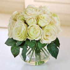 Jane Seymour Botanicals Roses With Bubble Bowl Rose Floral Arrangements Rose Flower Arrangements Silk Flower Arrangements