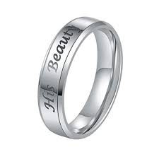 Crafted from sterling silver, this ring boasts 21 round diamonds along the band for a brilliant look. A Set Of Two Rings His Beauty And Her Beast Stainless Steel Couple Rings Fashion Jewelry For Woman And Man Buy Online In Montenegro At Montenegro Desertcart Com Productid 54077000