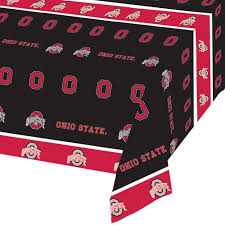 Decorate Your Next Buckeyes Party Easily With This Inexpensive Item Our Ohio State University Table Cove Plastic Table Covers Creative Converting Ohio State