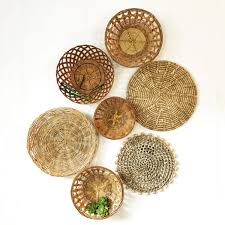 Woven Wicker Wall Baskets Rattan Basket Wall Collection Neutral Boho Wall Decor Set Of 7 Baskets On Wall Boho Wall Decor Handmade Home