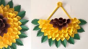 Paper Wall Hanging Diy Paper Sunflower Wall Hanging Ideas Wall Decor Ideas Youtube Paper Sunflowers Paper Wall Hanging Wall Hanging Crafts