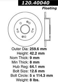 2012 honda civic disc brake rotor rear rear rear centric 120 40040cry