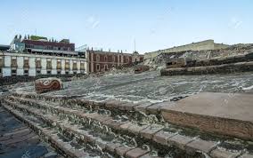 According to ancient prophecy, the wandering people were waiting for a sign to decide where to build their city. Aztec Temple Templo Mayor And Serpent Head At Ruins Of Tenochtitlan Mexico City Mexico Stock Photo Picture And Royalty Free Image Image 80544750