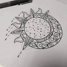 Celestial Sketch Tattoos Moon Tattoo Star Tattoos