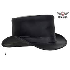 Black Leather Deadman Top Hat