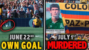 In 1994, andres escobar was executed on the streets of colombia for scoring an own goal at the world cup. 10 Players Killed By The Game Youtube