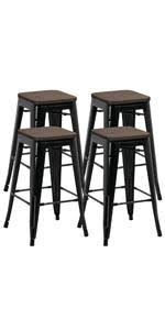 Durable asian solid wood vertical slatted back and stylish legs, which creates the best this dining chair set hardwood and wooden cinema seats are super easy to clean. Amazon Com Yaheetech Iron Metal Dining Chairs Stackable Side Chairs Tolix Bar Chairs With Back Indoor Outdoor Classic Chic Industrial Vintage Bistro Cafe Trattoria Kitchen Gun Metal Set Of 4 Furniture Decor