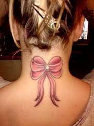 Dermal Piercing With A Bow 3 Back Of Neck Tattoo Neck Tattoo Bow Tattoo Designs