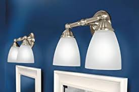 Classic lever handles, a tapered spout and globe finial. Amazon Com Moen Yb2262ch Brantford 2 Light Dual Mount Bath Bathroom Vanity Fixture With Frosted Glass Chrome Home Improvement