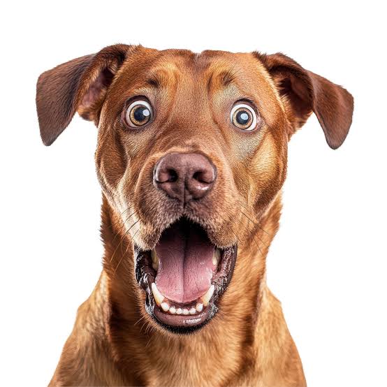 Dog displays shocked expression against a Transparent background capturing a moment of surprise and curiosity, Shocked dog Expression on background 58175079 PNG