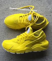 Black And Yellow Nike Huaraches Sunshine Yellow Nike Huaraches Custom White Nike Huaraches Authentic Are Used As The Base And Is Hand Painted Or Airbrush Yellow Nikes Nike Huarache Sneakers