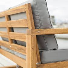 Lyall Loveseat With Cushion In 2020 Diy Patio Furniture Wooden Sofa Outdoor Furniture