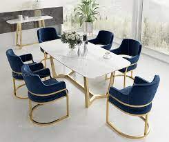 You'll find all sorts of contemporary dining chairs such as. China Living Room Furniturefashion Golden Leg Dining Table Set With Navy Blue Fabric Chair China Dining Table Dining Chair