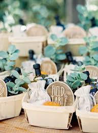 We love the idea of turning the tables, however, where the party planner gives a little extra something to their guests at the end of the night. Gift Baskets For Wedding Guests Assortment Dinner Party Stock Photo 157701838