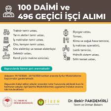 Tarım ve orman bakanlığı personel alımı ne zaman? Tigem 100 Daimi Ve 496 Gecici Mevsimlik Isci Alacak Listede Aksaray Da Var