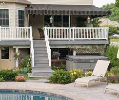 Install Beautiful Shade By Your Pool Deck Awning Outdoor Living Stationary Canopy Lancaster Pa Sunbrella Fabric Canopy Awning Patio