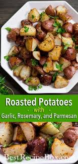 Best Garlic Roast Potatoes Recipe With Parmesan Rosemary Best Box In 2020 Roasted Potato Recipes Best Potato Recipes Garlic Roasted Potatoes