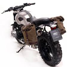 Unitgarage 2 Waxed Suede Side Panniers Double Subframe Bmw R Ninet In Moss Grey Bike Saddle Bags Bike Gear Bmw Cafe Racer