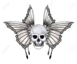 Skull Wings Tattoo Hand Pencil Drawing On Paper Skulls Drawing Tattoo Design For Hand Skull Tattoos