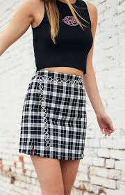 Black And White Checkered Skirt Outfit John Galt White Black Cara Skirt In 2020 Checkered Skirt Outfit Tennis Skirt Outfit Skirt Outfits Fall