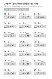 Dividieren im kopf mit und ohne rest => 45 matheaufgaben pro arbeitsblatt, als übung ab der 3. Division Die Umkehraufgabe Als Hilfe Zebis