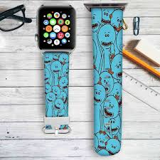 Rick And Morty Mr Meeseeks Custom Apple Watch Band Leather Strap Wrist Band Replacement 38 Custom Apple Watch Bands Apple Watch Bands Leather Apple Watch Bands