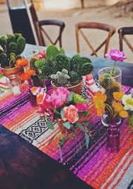 What's a party without fun decor? Colorful Southwestern Party Table Mexican Party Theme Mexican Themed Weddings Mexican Party