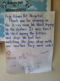 Thank You Note From A Local Preschool After Their Field Trip Here Preschool Animal Hospital Field Trip