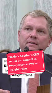 WATCH: Norfolk Southern CEO Alan Shaw REFUSES to commit to two-person crews 