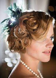 Retro 20s 1920s Curls Vintage Pin Curl Updo Feathers Bridebug Bridal Party Hair Vintage Hairstyles For Long Hair Vintage Hairstyles