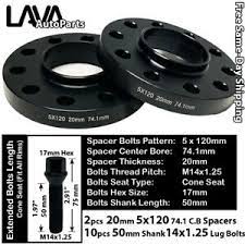 2pc 20mm Thick 5x120 74 1mm C B Wheel Spacer 50mm 14x1 25 Bolt Fit Bmw X5 X6 Ebay