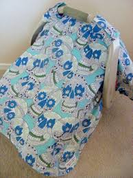 Last One Infant Carrier Car Seat Canopy In Indigo Paisley Skulls Lined With Navy Blue Flannel Baby Carrier Car Seats Infant Car Seat Cover