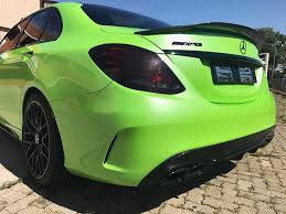 Lime Green Mercedes W205 C63s With An Rw Gtx Carbon Fiber Trunk Spoiler Mercedes New Sports Cars Carbon Fiber