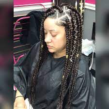 Jumbo Box Braids Triangle Part Box Braids Box Braids Hairstyles Short Box Braids Box Braids Styling