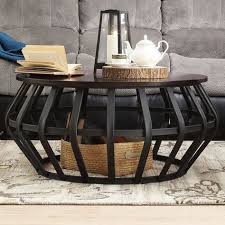 Gorgeous Coffee Table Metal Framed Round Table Engineered Wood Top Home Ad Homedecor Rusti Cage Coffee Table Coffee Table Overstock Black Coffee Tables