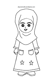 Hijab menjadi ciri khas gaya busana wanita muslimah. Contoh Gambar Sketsa Gambar Mewarnai Anak Muslim Kataucap