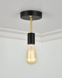 Semi Flush Mount Ceiling Light 6 Long Stem Black And Etsy Flush Mount Ceiling Light Fixtures Flush Mount Ceiling Lights Ceiling Lights